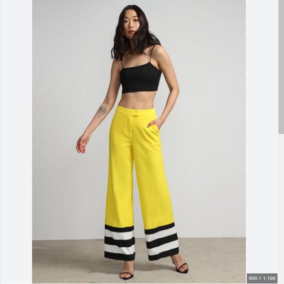 New York & Company Yellow Wide Leg Pants - Picture 1 of 6
